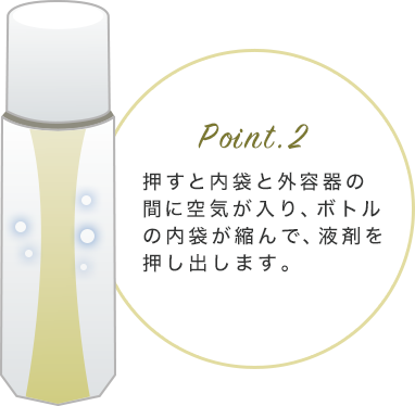 ボトルの内側が縮み酸素と触れにくくなる